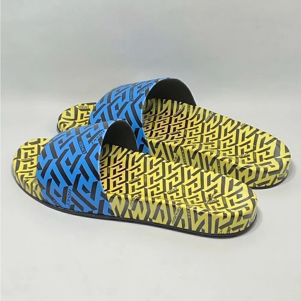 Versace Greca Monogram Flap Sandals size 43/ us size 10